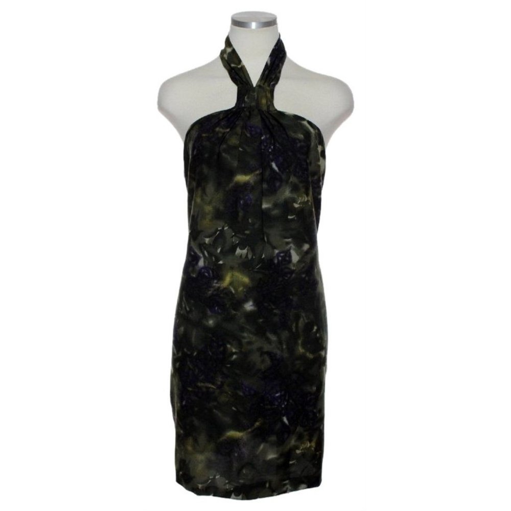 New 7 For All Mankind Silk Printed Halter Dress